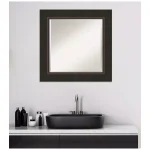 Amanti Art Milano 26 in. Square Beveled Edge Bathroom Vanity Mirror, Bronze Wood Frame thumbnail 6