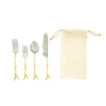 3R Studios 5-Piece Gold 18/8 Stainless Steel Flatware Set, Twig Handle Design, Service for 1 thumbnail 1