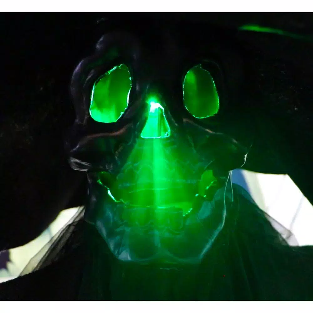 Haunted Hill Farm 7.5 ft. Animated Phantom Witch with Multi-Color LED Crystal Ball Halloween Prop