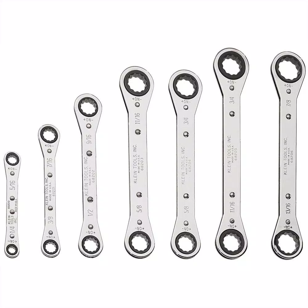Klein Tools 7-Piece Ratcheting Box Wrench Set, SAE, Carbon Steel