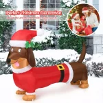 Costway 5 ft. Christmas Inflatable Dog with LED Lights and Waterproof Fan thumbnail 2