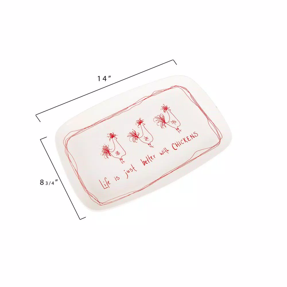 3R Studios Life is Just Better with Chickens Stoneware Oval Serving Platter, 15 in.