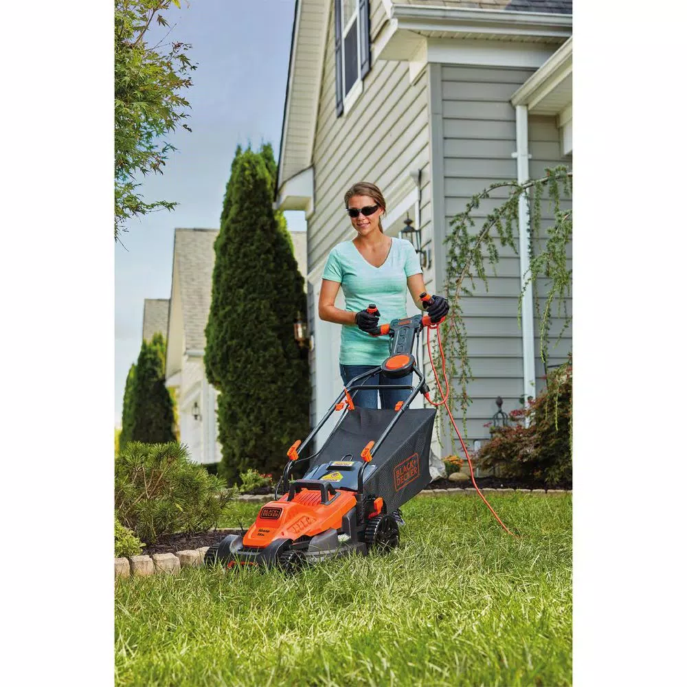 BLACK+DECKER 15 in. 10 Amp Corded Electric Walk Behind Lawn Mower with Pivot Control Handle
