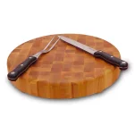Catskill Craftsmen 14 in. Round End Grain Yellow-Birch Hardwood Cutting Board with Feet thumbnail 2