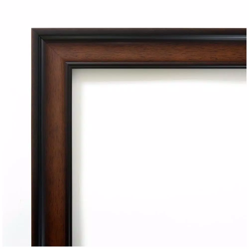 Amanti Art Cyprus 23 in. W x 23.12 in. H Square Beveled Edge Wood Bathroom Vanity Mirror, Dark Brown Walnut