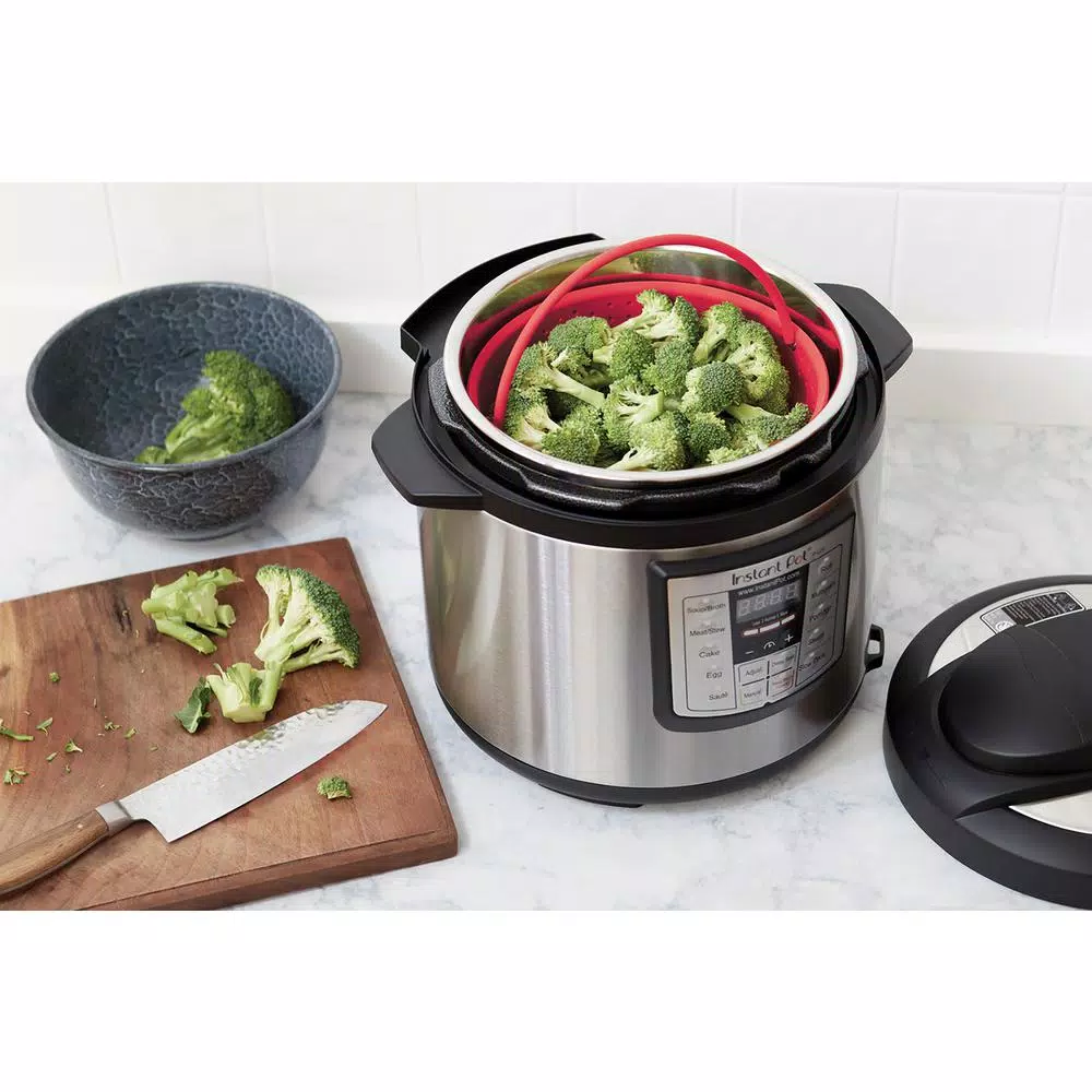 Fox Run 6 Qt. Red Collapsible Silicone Steamer Basket Insert for Instant Pot