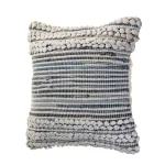 LR Home Crest Navy Blue and Ivory Abstract Textured Throw Pillow, 18 x 18 in. thumbnail 3