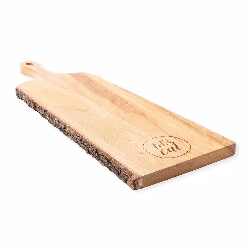 Cathy's Concepts Let's Eat Live Edge Mango Wood Serving Board - Rustic Rectangular Charcuterie Tray