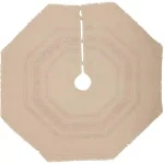VHC Brands 48 in. Red Vintage Burlap Stripe Farmhouse Christmas Tree Skirt thumbnail 2