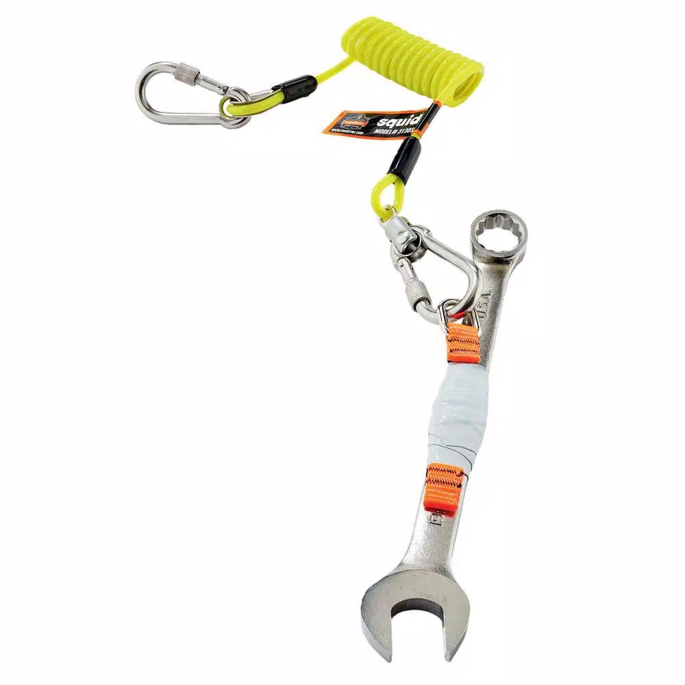 Ergodyne Squids 3180 Tool Tethering Kit with Coil Lanyard, Self-Adhering Tape, and 6 Web Tool Tails
