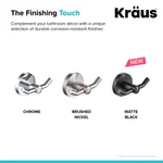 KRAUS Elie Double Robe and Towel Hook, Solid Brass, Chrome thumbnail 5