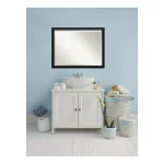 Amanti Art Nero 43.63 in. W x 33.63 in. H Black Wood Framed Beveled Edge Rectangular Bathroom Vanity Mirror thumbnail 1
