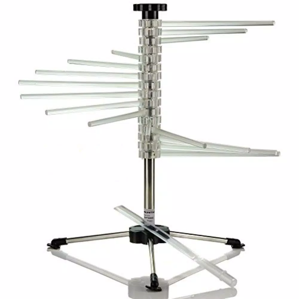 Ovente BPA-Free Acrylic Pasta Drying Rack with Spiral Wand and Sturdy 3-Legged Base