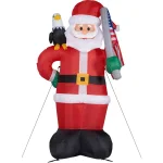 Fraser Hill Farm 8 ft. Americana Santa with Bald Eagle & American Flag Christmas Inflatable with Lights thumbnail 10