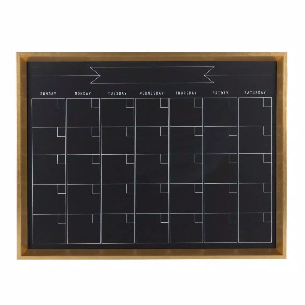 DesignOvation Calter Magnetic Chalkboard Monthly Calendar Memo Board - Modern Framed Wall Organizer