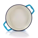 MegaChef 4 Qt. Round Enameled Cast Iron Casserole Dish with Lid, Blue thumbnail 4