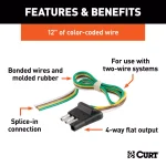 CURT 4-Way Flat Trailer Connector Plug with 12" Color-Coded Wires thumbnail 6