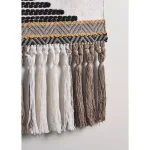 LR Home Trellis Neutral Black and Gray Geometric Fringe Wall Tapestry - Hand-Loomed Cotton Wall Hanging thumbnail 2