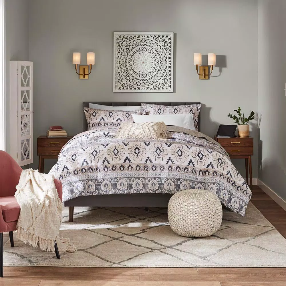 LR Resources LR Home Handmade Boho Tufted Cotton Throw Blanket with Fringe, Beige, 50 x 60 in