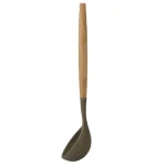 Home Basics Karina Grey Silicone Ladle with Easy Grip Beech Wood Handle, Heat Resistant & Non-Stick Safe thumbnail 2