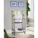 Kings Brand Furniture Classic Bronze Freestanding 3-Bar Towel Rack with Storage Shelf thumbnail 1