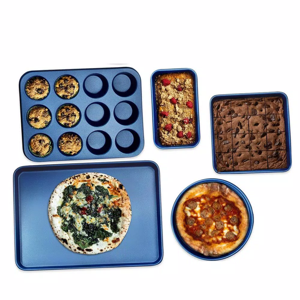 GRANITESTONE Classic Blue Pro 0.8mm Titanium and Diamond Infused Non-Stick 5 Piece Bakeware Set