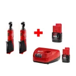 Milwaukee M12 12V Lithium-Ion Cordless 1/4 in. and 3/8 in. Ratchet Combo Kit with (2) 2.0 Ah Batteries and Charger thumbnail 1