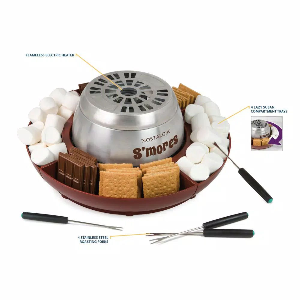 Nostalgia LSM400 Electric Stainless Steel S'mores Maker, Brown