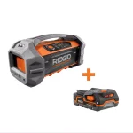 RIDGID 18V Cordless Hybrid Jobsite Radio with Bluetooth and 1.5 Ah Lithium-Ion Battery thumbnail 1