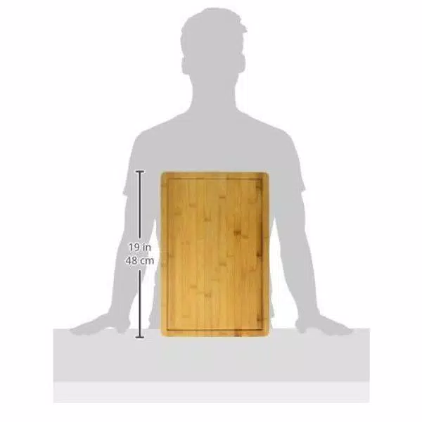 Heim Concept Premium Bamboo Cutting Board and Serving Tray with Drip Groove, 18 x 12 in
