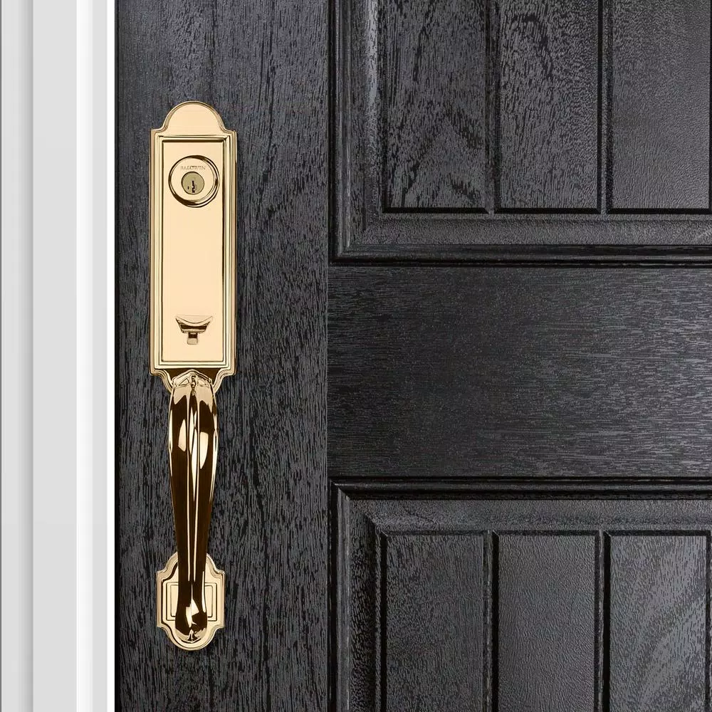 Baldwin Prestige Avendale Single Cylinder Handleset with Alcott Knob, Lifetime Polished Brass, SmartKey Security