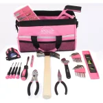 Apollo 201-Piece Home Tool Kit with Soft-Sided Tool Bag, Pink thumbnail 2