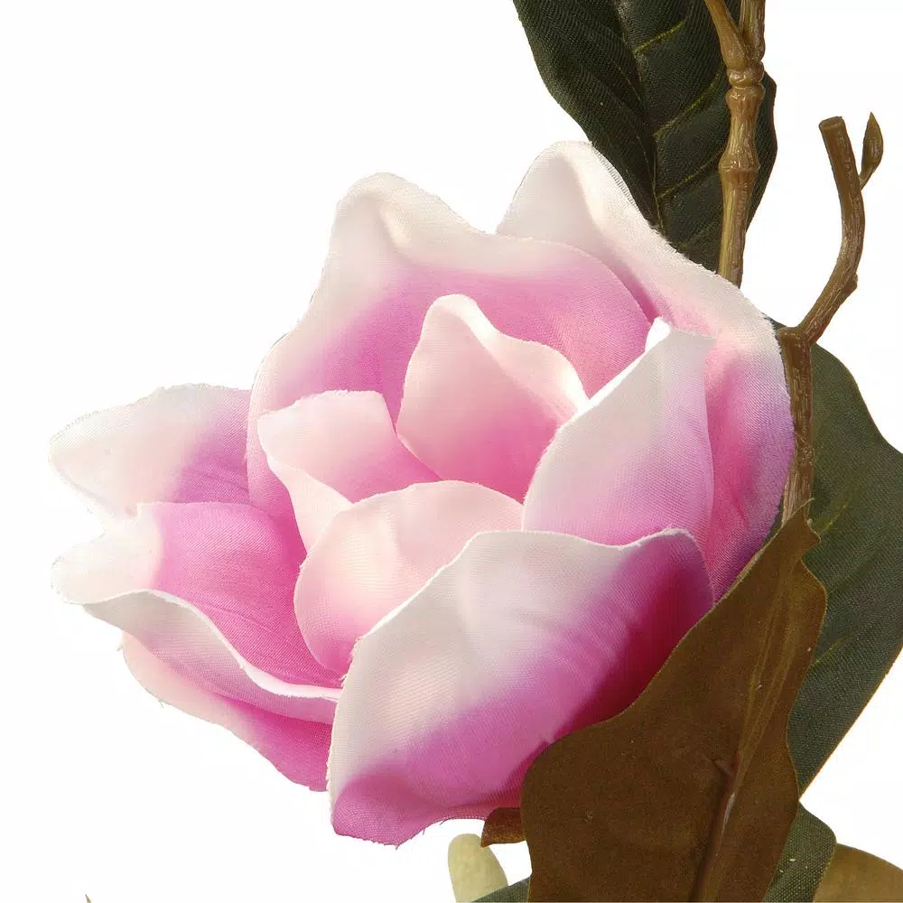 National Tree Company 48 in. Pink Magnolia Artificial Flower Tree in Matte Black Pot