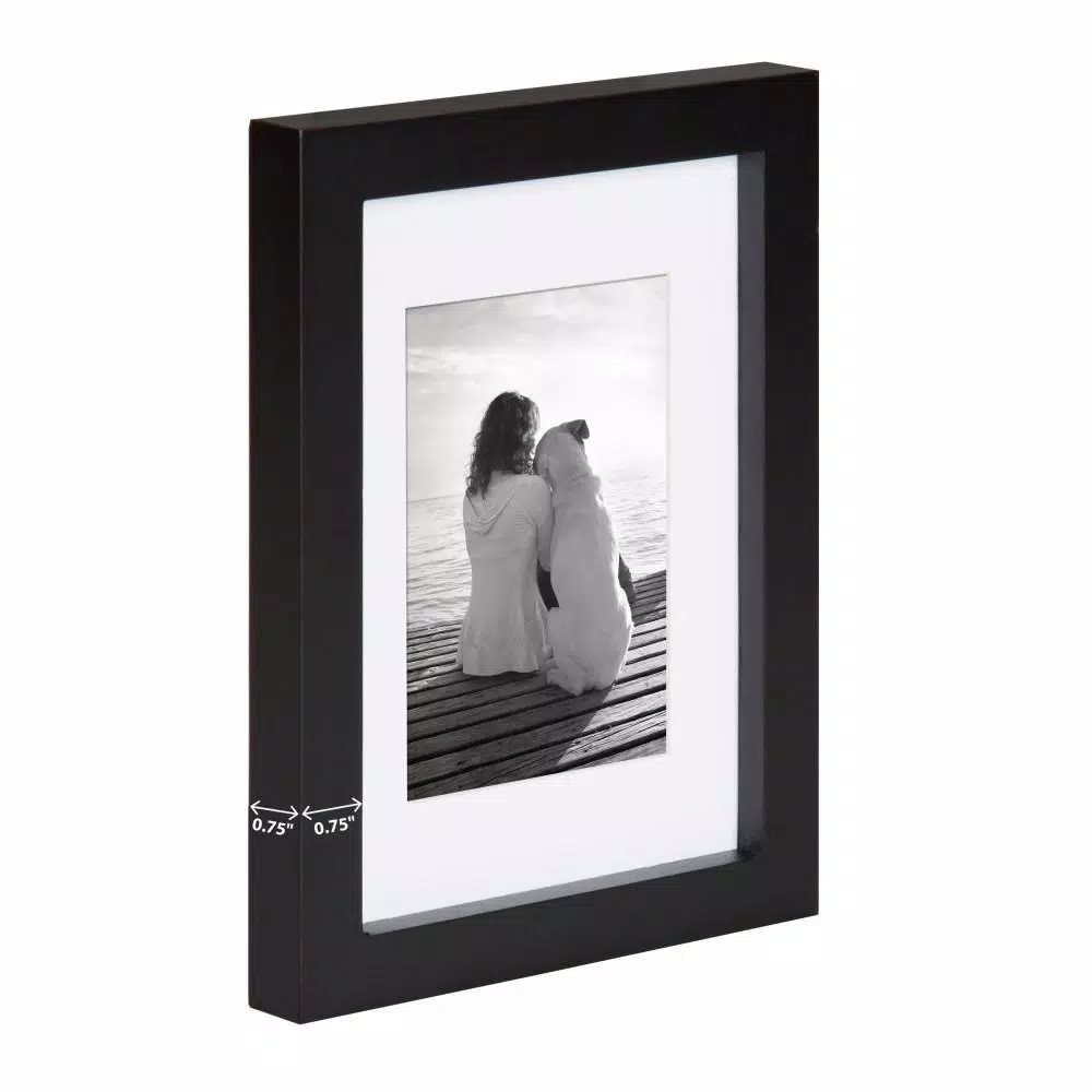 DesignOvation Gallery Wood Picture Frame Set, Black Satin Finish, Set of 4