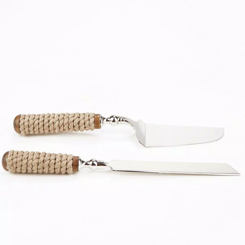 Mind Reader 2-Piece Roped Handle Dessert Tool Set, 18/10 Stainless Steel Cake Knife and Server