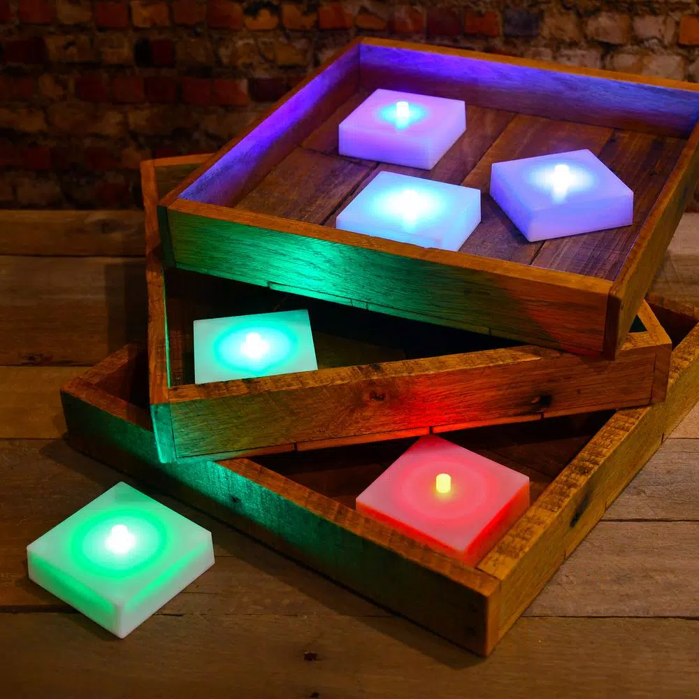LUMABASE Color Changing LED Lights with Timer, Battery Operated, Set of 6