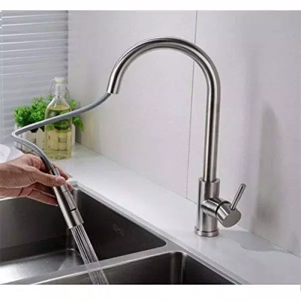 Vanity Art 16.7 in. Single-Handle Pull-Down Kitchen Faucet, Brushed Nickel