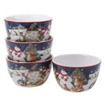 Certified International Magic of Christmas Snowman 22 oz. Earthenware Ice Cream Bowls, Set of 4 thumbnail 1