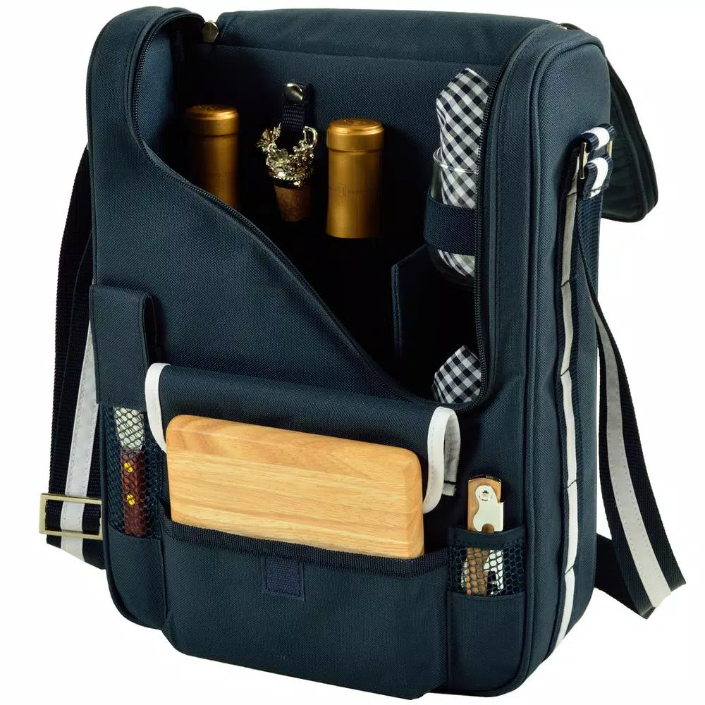 Unbranded Picnic at Ascot Bordeaux Wine and Cheese Cooler Bag Set with 2 Glass Wine Glasses