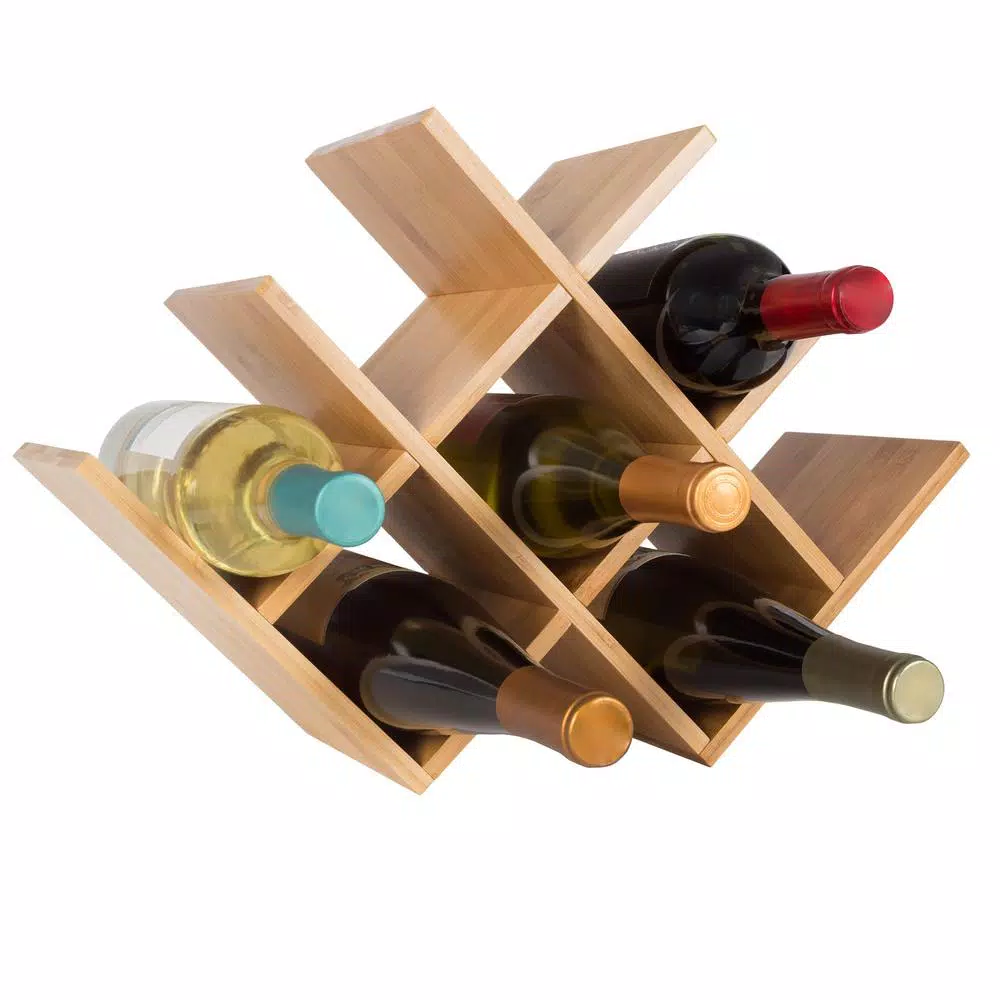 Unbranded Weymouth Home Bamboo 8-Bottle Tabletop Wine Rack, Freestanding Wine Holder