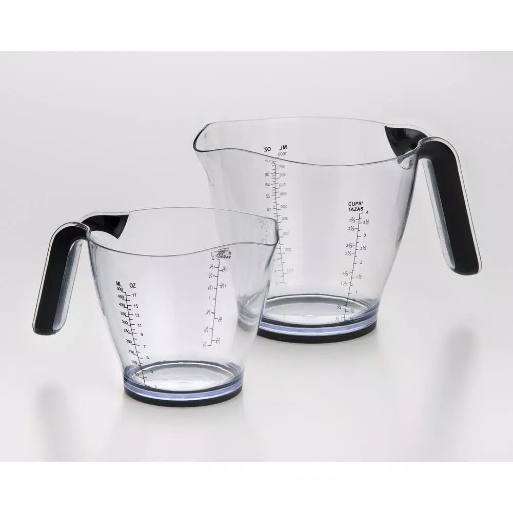 Cook Pro 2-Piece Plastic Measuring Cup Set with Non-Slip Grip Handles and Nesting Design
