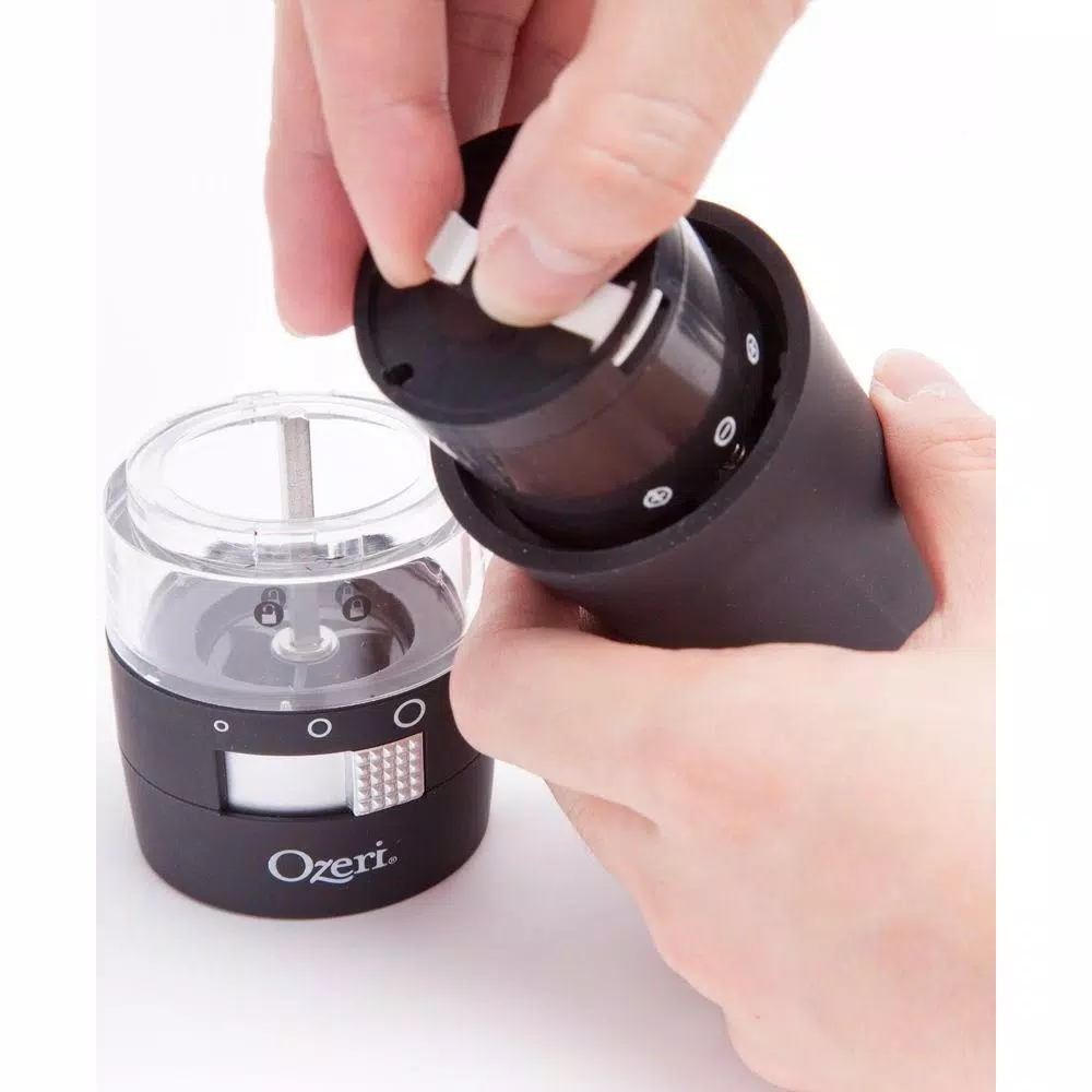 Ozeri Savore Soft Touch Electric Pepper Mill and Grinder, Adjustable Ceramic Mechanism, Black