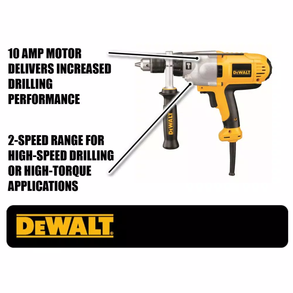 DEWALT 1/2 in. 10 Amp VSR Mid-Handle Grip Hammer Drill Kit
