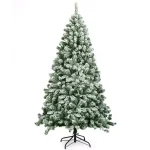Costway 6 ft. Snow Flocked Artificial Christmas Tree with 928 Branch Tips, Unlit Hinged Pine thumbnail 1