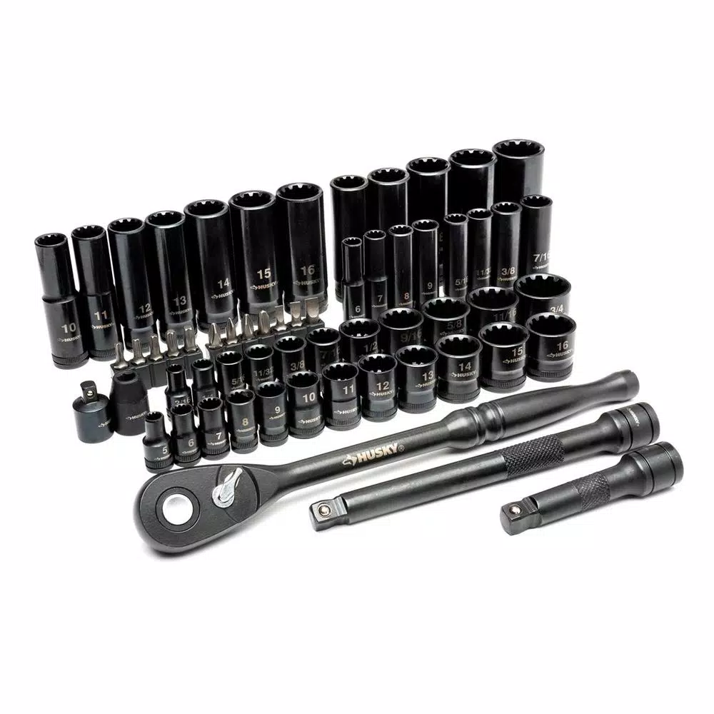 Husky 60-Piece 3/8 in. Drive 100-Position Universal Socket and Ratchet Mechanics Tool Set