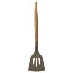 Home Basics Karina Grey Silicone Slotted Spatula with Beech Wood Handle - Heat Resistant & Non-Stick Safe thumbnail 1