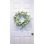 Worth Imports 24 in. Cotton and Seed Pod Wreath with Pale Green Leaves on Natural Twig Base thumbnail 2
