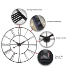 Infinity Instruments Skyscraper XXL 45 in. Oversized Round Wall Clock - Black Metal thumbnail 2