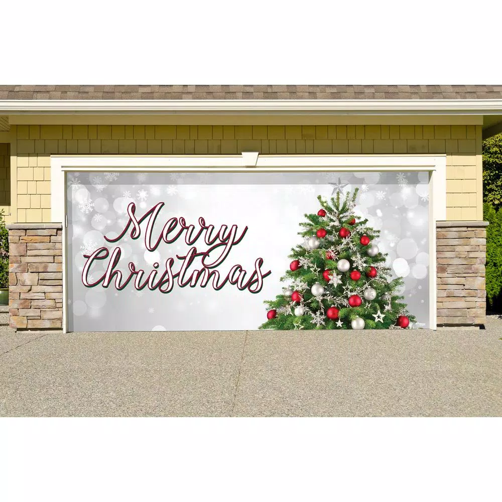 My Door Decor 7 ft. x 16 ft. Merry Christmas Tree Garage Door Banner Mural