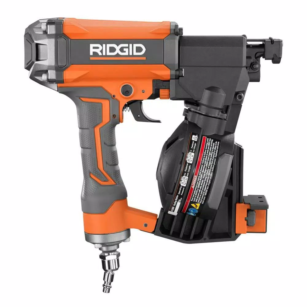 RIDGID 15-Degree 1-3/4 in. Coil Roofing Nailer with 50 ft. Lay Flat Air Hose Kit